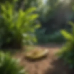 Diverse plantain varieties in a lush garden setting