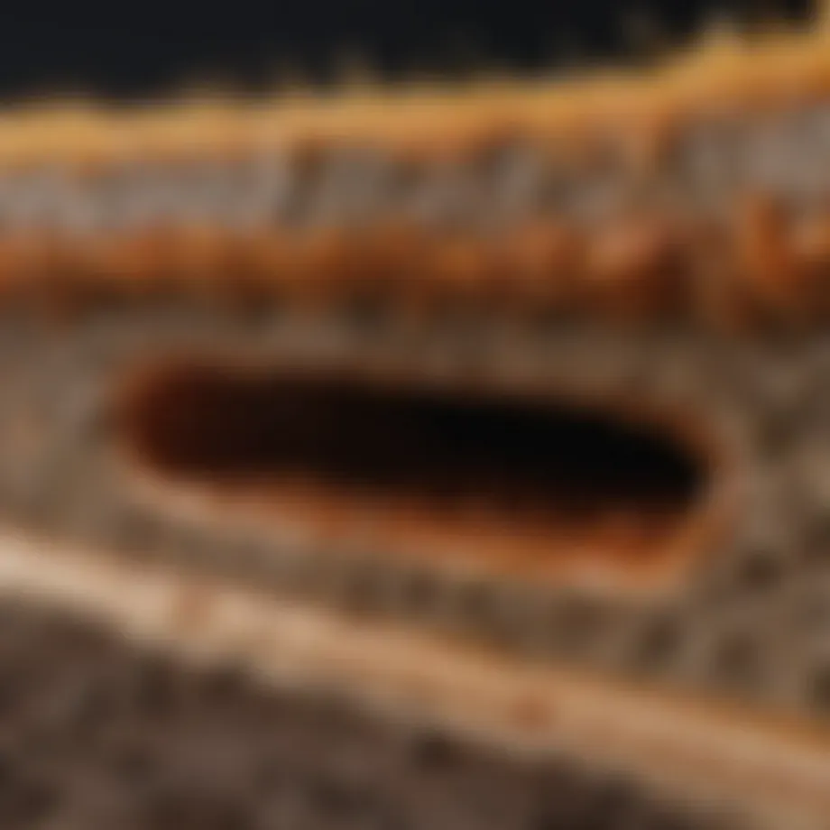 Cross-section view of a termite barrier showing different materials used
