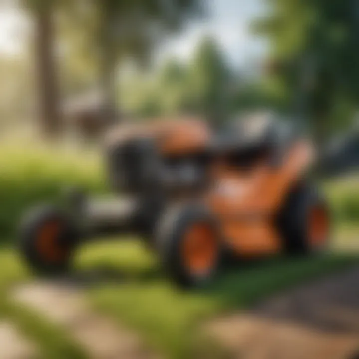 Eco-friendly oil options for lawn mowers on a wooden surface