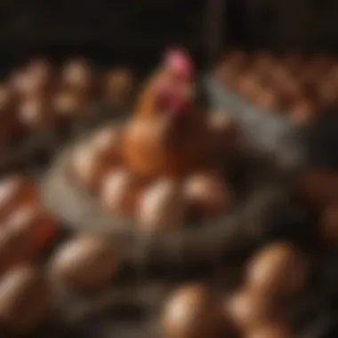 Egg Production in Rhode Island Red Chickens Rhode Island Red chicken laying eggs in a nest
