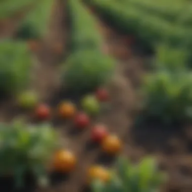 Agricultural field with diverse crops thriving