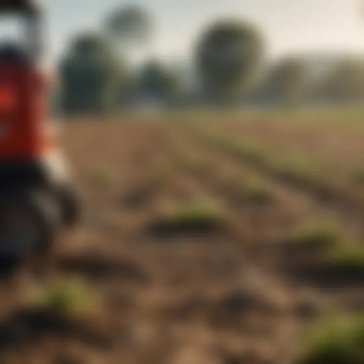 User demonstrating Durabuilt laser level for effective farming