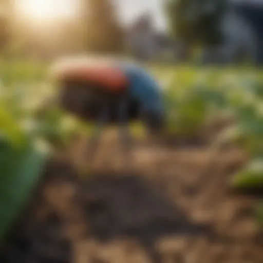 Close-up of Dylox insecticide application on crops