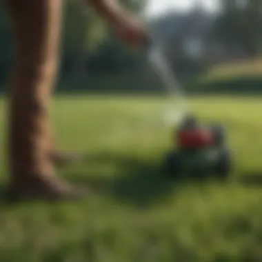 Chemical spray application on grass