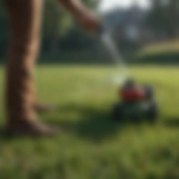 Chemical spray application on grass
