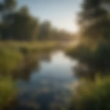 Healthy Aquatic Ecosystem in a Farm Pond Healthy aquatic ecosystem in a farm pond