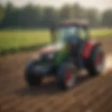 Electric walk behind tractor in agricultural field