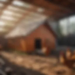 A well-insulated chicken house with heating equipment