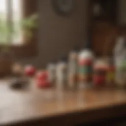 A selection of pest control products on a wooden table