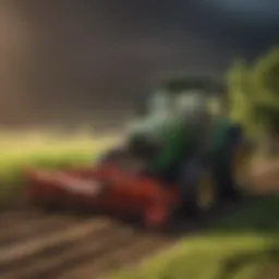 Single bottom plow attached to a subcompact tractor in action
