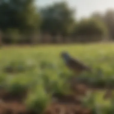 Birds Deterrent Mechanism in Action Birds deterred by anti-bird wire over crops