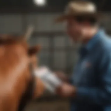 Cattle Health Review and Protocols Farmer reviewing cattle health protocols