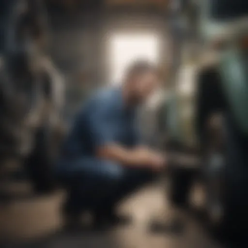 Diesel mechanic working on a government vehicle