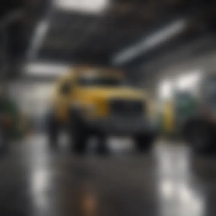 A government garage with diesel vehicles