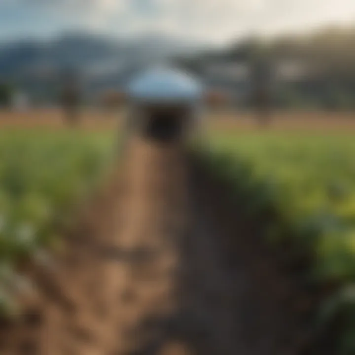 Advanced technology in agriculture, such as drones monitoring crops.