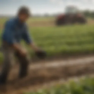 A farmer practicing innovative nutrient management techniques in a field