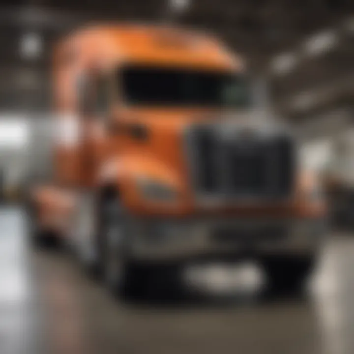 Inside a Freightliner dealership highlighting available services and parts