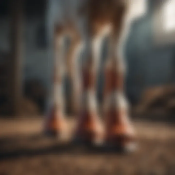 Close-up of goat wearing hoof boots