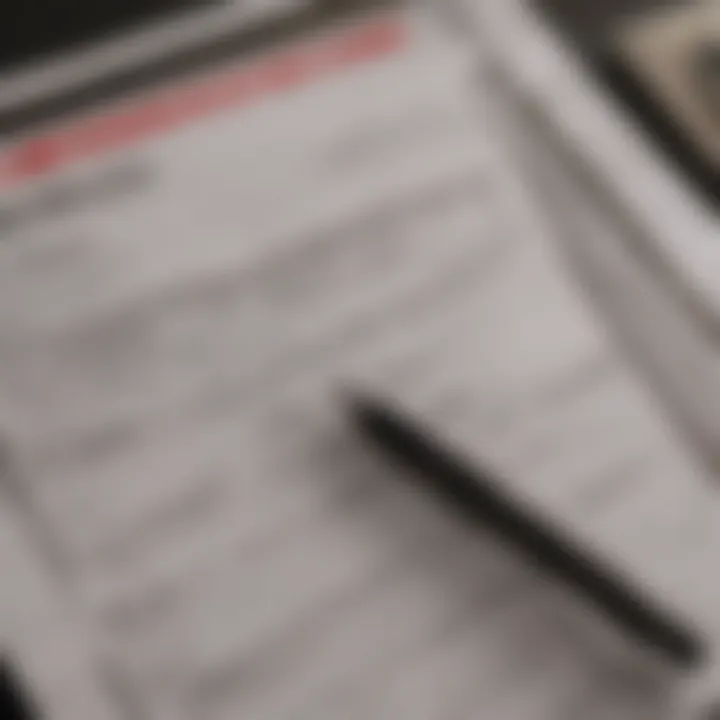 Job application paperwork and pen