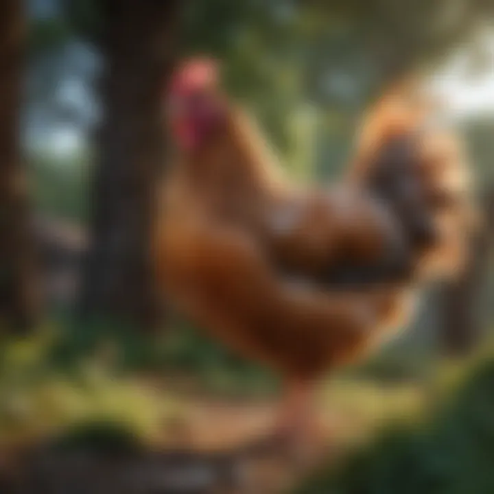 Rare poultry breed in a natural habitat promoting biodiversity