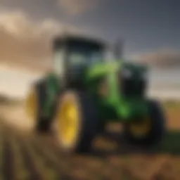 A John Deere tractor in a vibrant San Marcos field