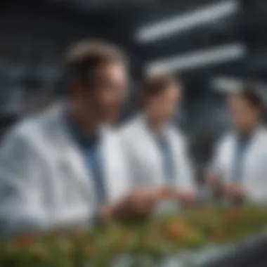 A collaborative team of researchers engaged in discussion