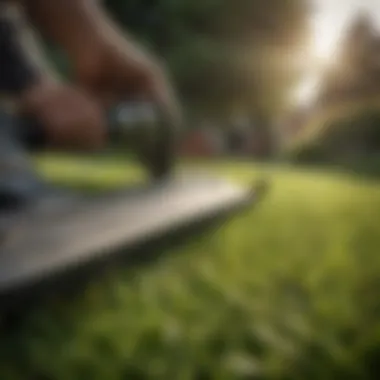 Close-up of grass blades being trimmed, highlighting the importance of regular maintenance