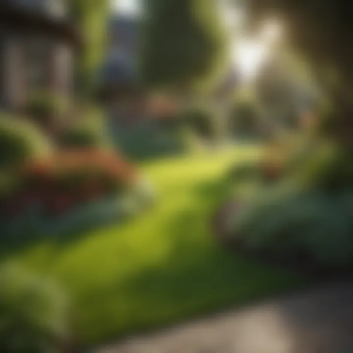 A vibrant landscape showcasing various lawn types and textures