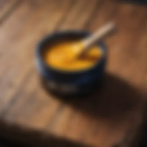 Natural linseed oil paint on a wooden surface