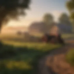 Serene farm landscape at dawn