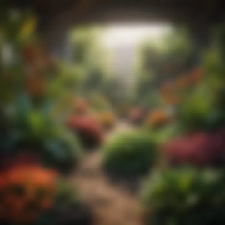 A vibrant horticultural setting with various plants