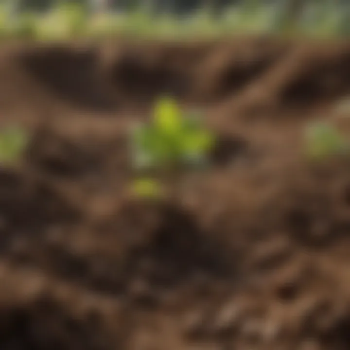 Close-up of rich soil enriched with organic supplements