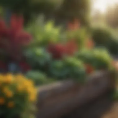 Flourishing Plants in Raised Garden Bed Variety of plants flourishing in a raised garden bed