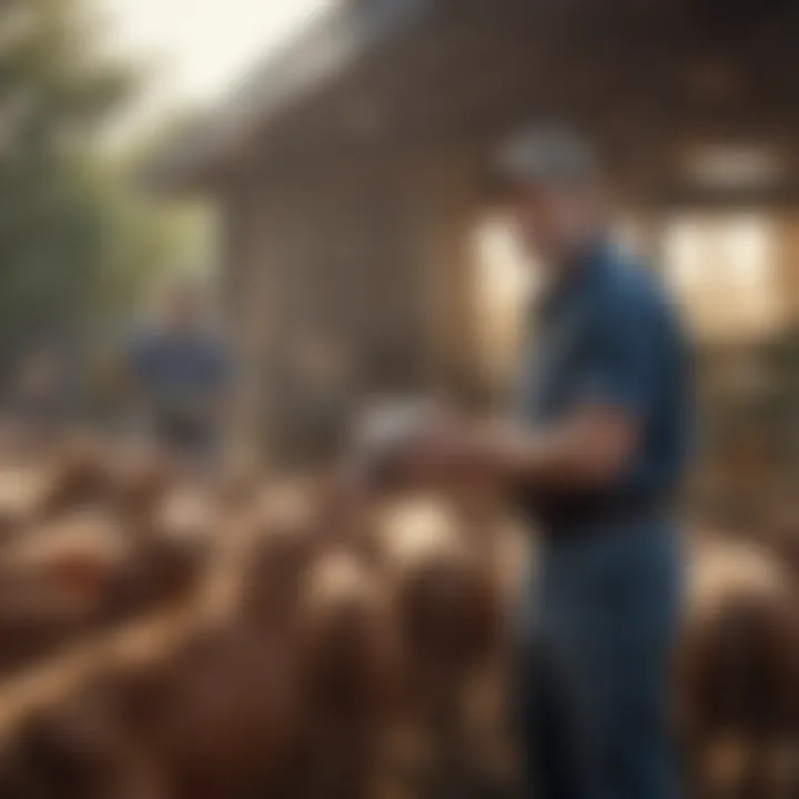 Farmers discussing animal welfare practices