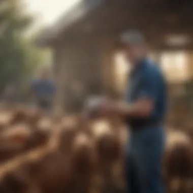 Farmers Engaging in Animal Welfare Discussions Farmers discussing animal welfare practices