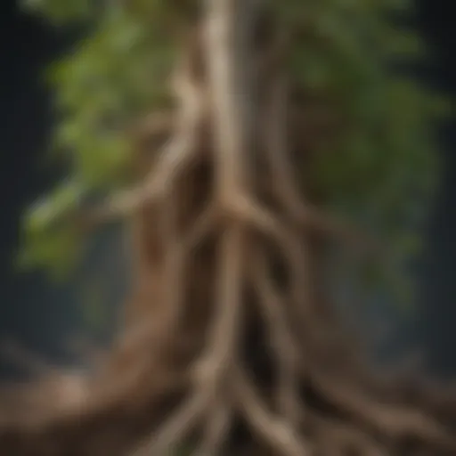 Illustration showcasing root structure influenced by hormones