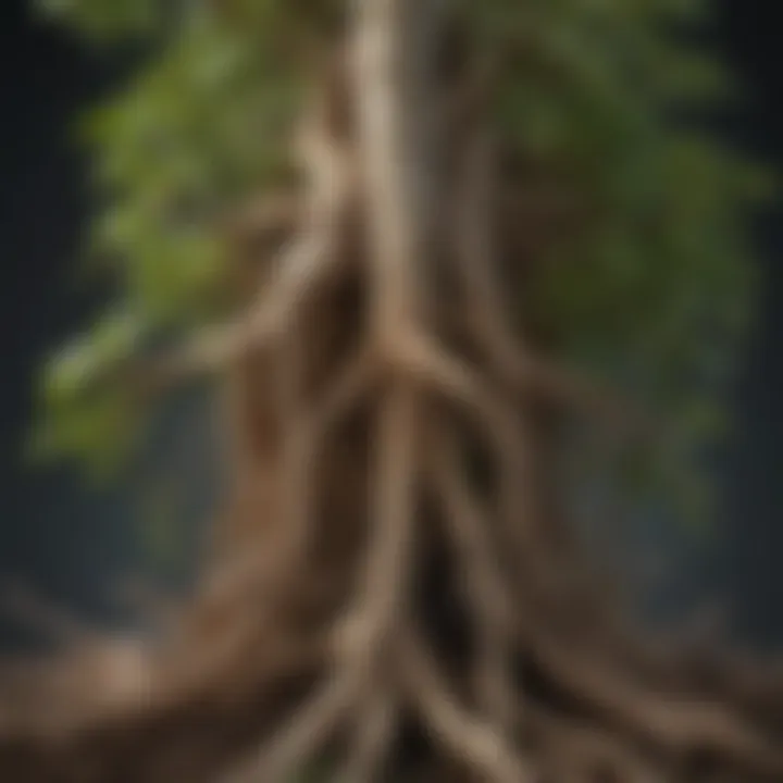 Illustration showcasing root structure influenced by hormones