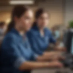 Service desk analyst assisting a client with technical issues