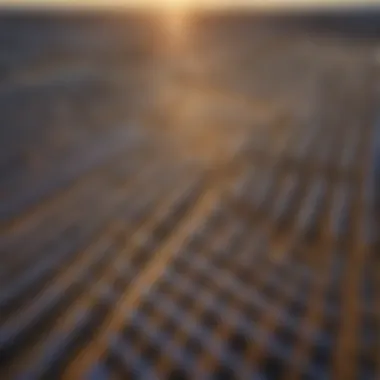 Aerial view of a solar farm in California showcasing vast solar panels under the sun