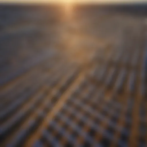 Aerial view of a solar farm in California showcasing vast solar panels under the sun