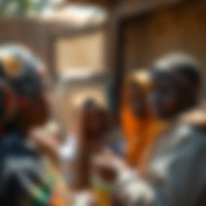 Community members engaging in a sanitation awareness program promoting hygiene practices