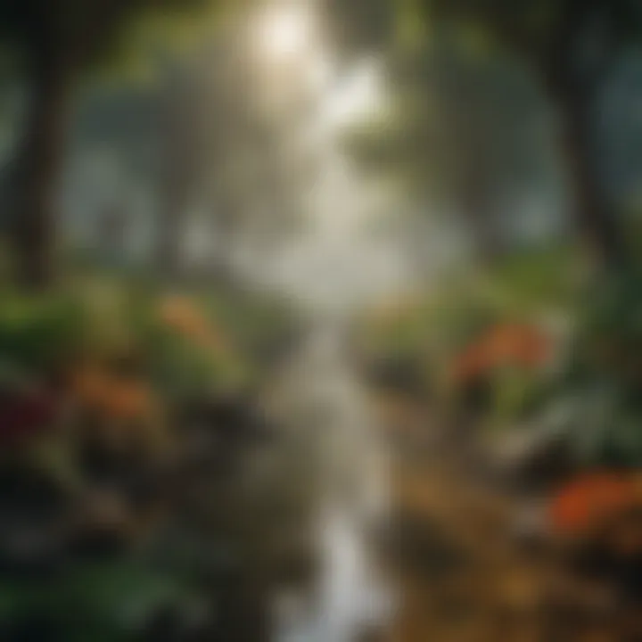Artistic interpretation of a thriving ecosystem and its importance