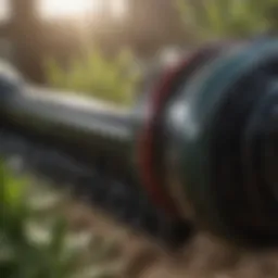 Detailed view of a push behind trimmer showcasing its design features