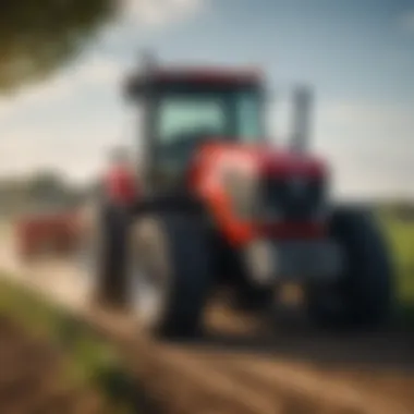 A modern international utility tractor in a field showcasing its robust design and capabilities.