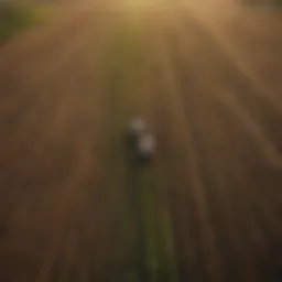 Aerial view of diverse agricultural fields showcasing sustainable practices.