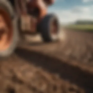 A detailed shot of the rollatiller's blades and their interaction with soil.