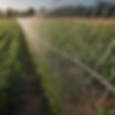 Close-up view of mesh netting protecting young crops