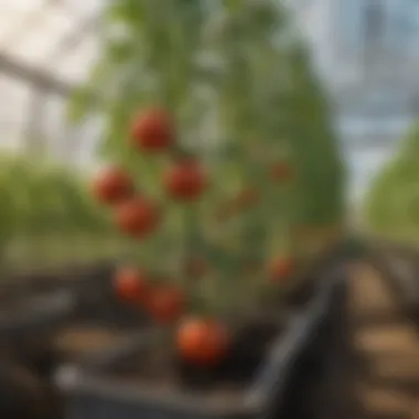 A flourishing greenhouse showcasing grafted tomato plants