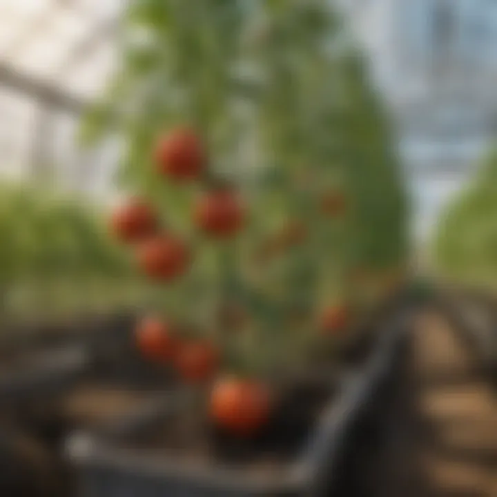 A flourishing greenhouse showcasing grafted tomato plants