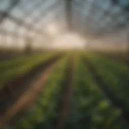 Illustration of 72 cell plug flats in a greenhouse setting